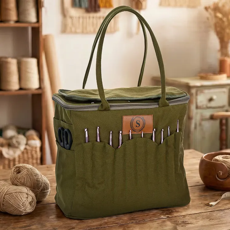 Cross-Border New Canvas Woolen Needle Storage Bag Portable Household Large-Capacity Knitting Tool Storage Bag Spare