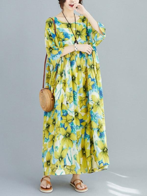 Plus Size Loose Floral Maxi Dress