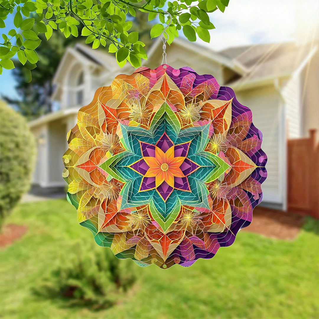 Mandalas Hanging Wind Spinner 360 Degree Rotating 3D Garden Wind Spinners 10-Inch Hanging Wind Catcher Art Gift for Home Garden Halloween Christmas (11)