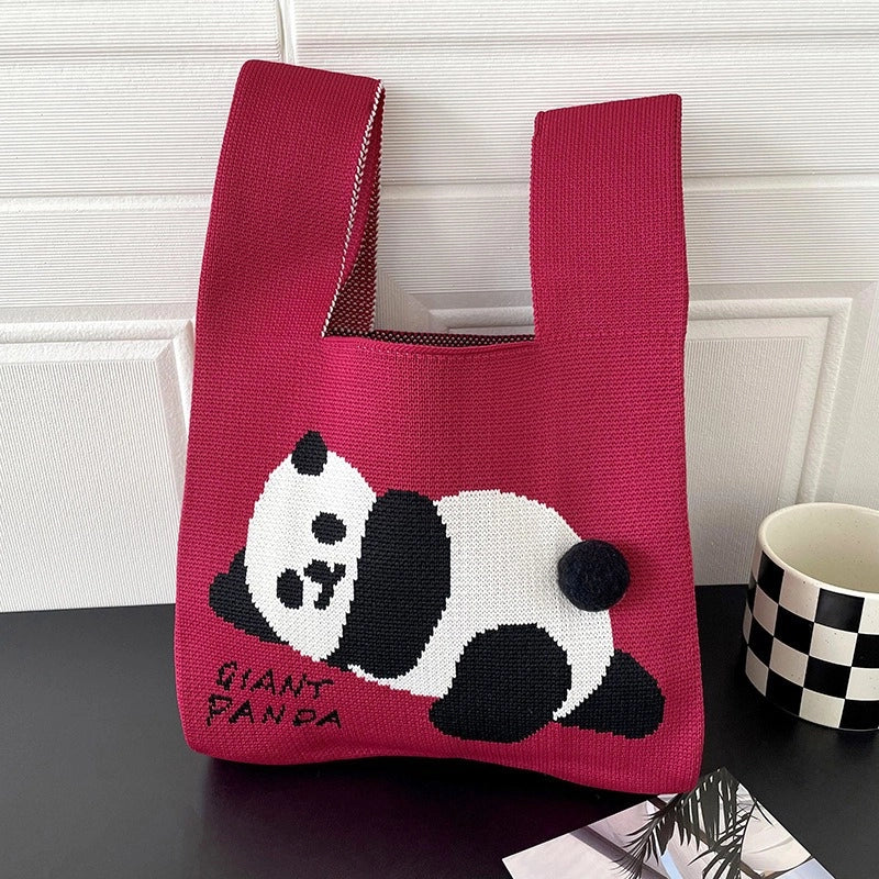 Women’s Medium Knit Animal Cute Basic Open Handbag