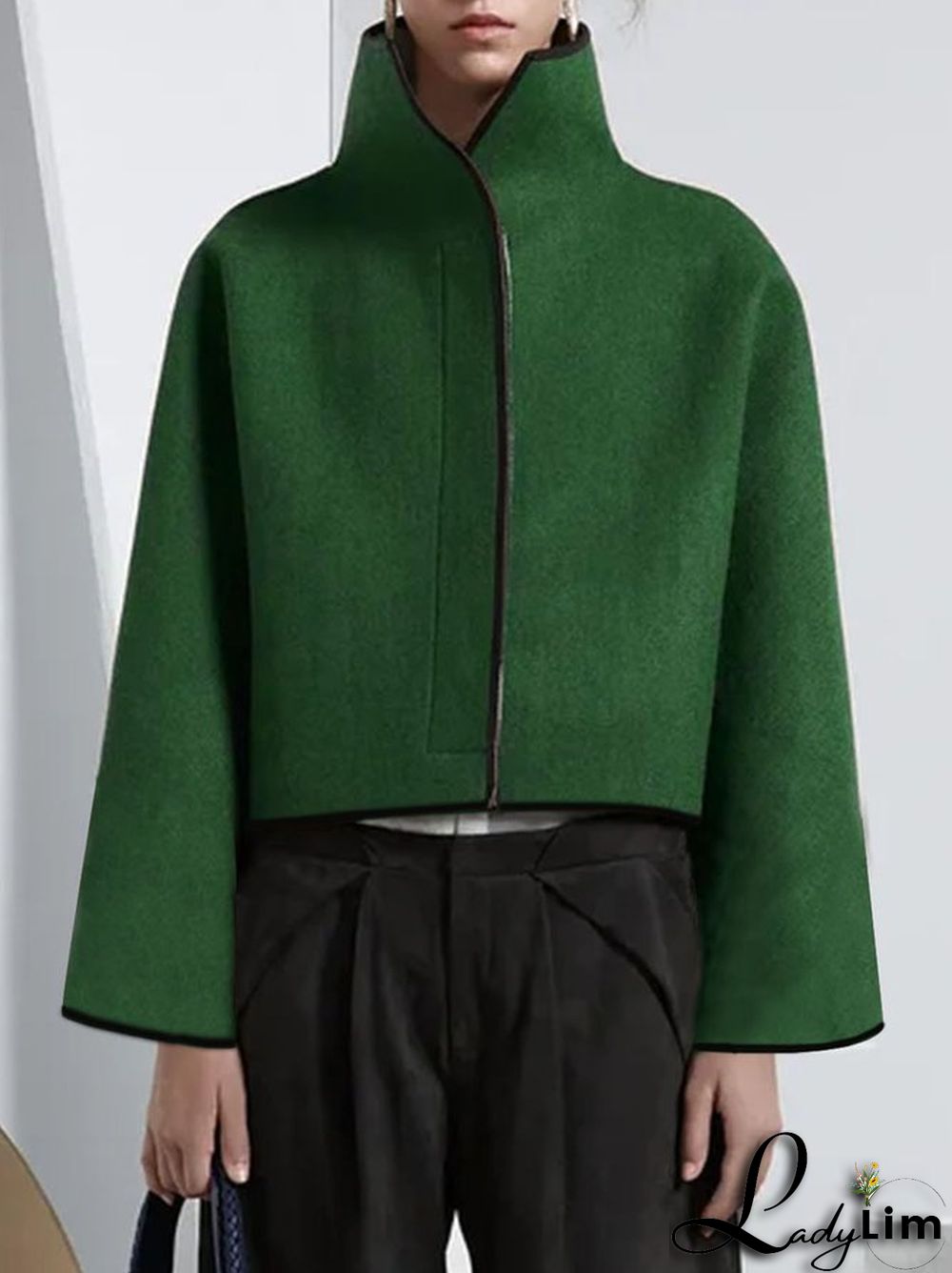 Vintage Loose Solid Color Stand Collar Jackets