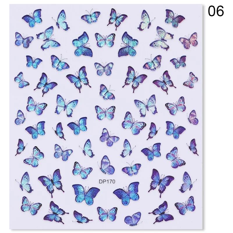 1 Sheet Valentine's Day 3D Nail Art Sticker Butterfly Colorful Nail Decals Fairy Tales Transfer Sliders Nail Decorations DIY