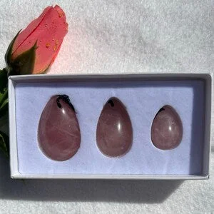pornhint Pornhint Kegel Exercise - Yoni-Eggs - Natural Rose Quartz Crystal. , Set of 3