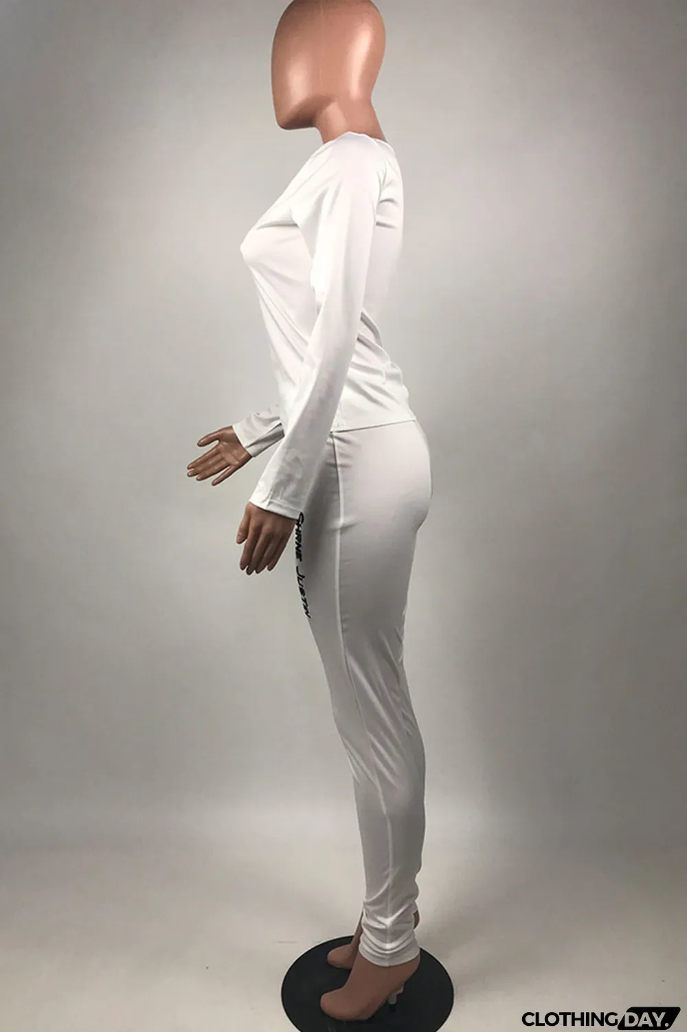 Red Casual Solid Letter O Neck Long Sleeve Two Pieces