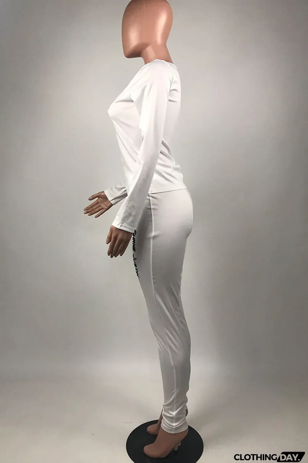 Red Casual Solid Letter O Neck Long Sleeve Two Pieces