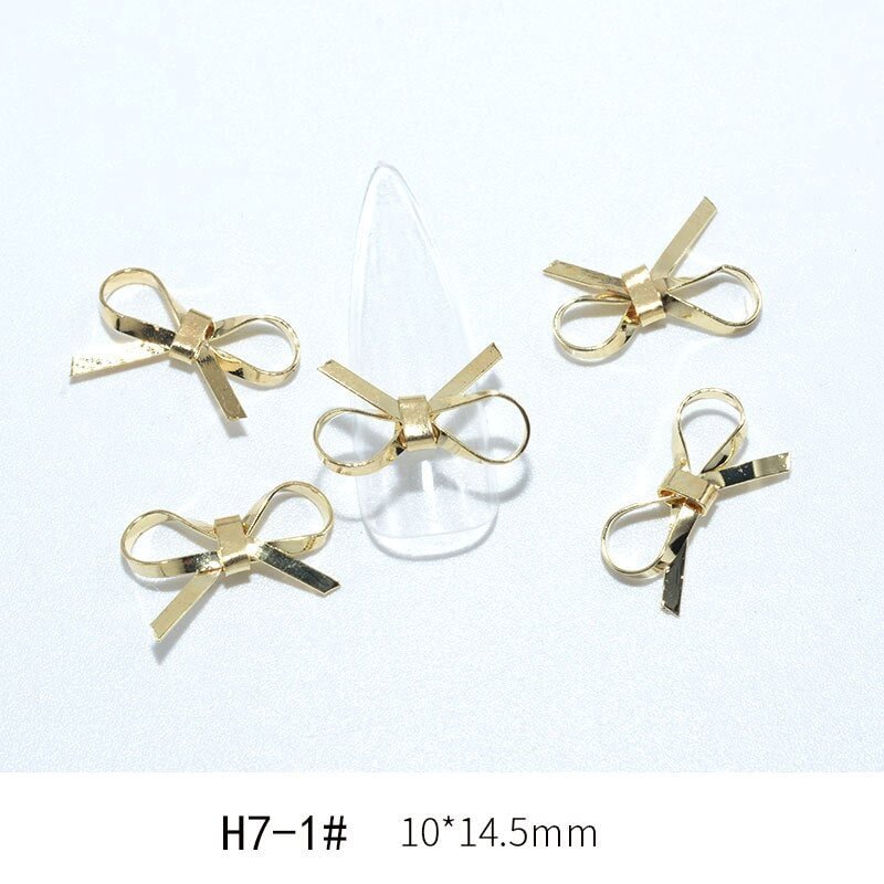 Nail Decoration Tips Elegant Bowknots Designs Exquisite Alloy Jewelry 10 Pcs/Set For Beauty Salons