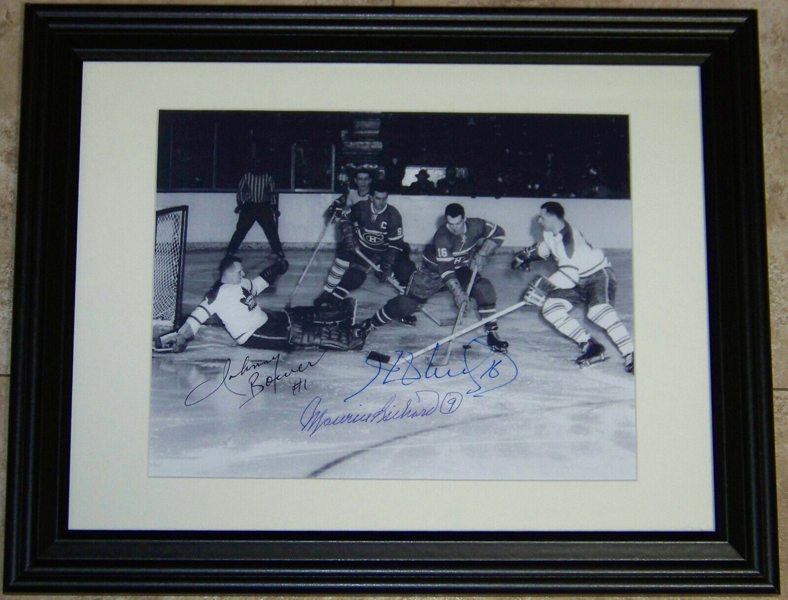 VERY RARE! Maurice Richard Henri Richard Johnny Bower Signed Photo Poster painting PSA LOA!