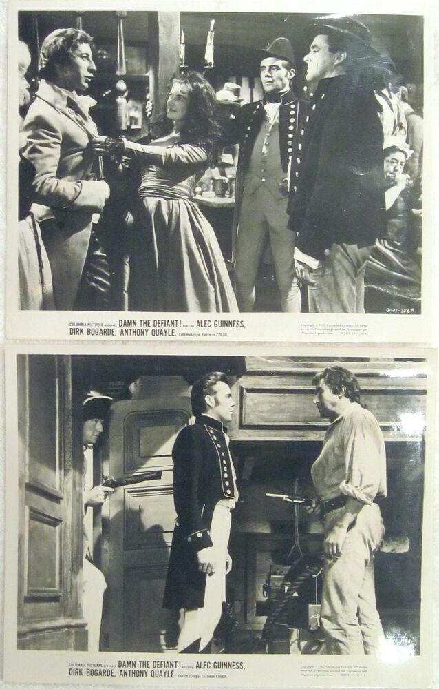 DIRK BOGARDE 8x10 Photo Poster painting lot DAMN THE DEFIANT! set of (2) 1962 STUDIO ORIGINALS