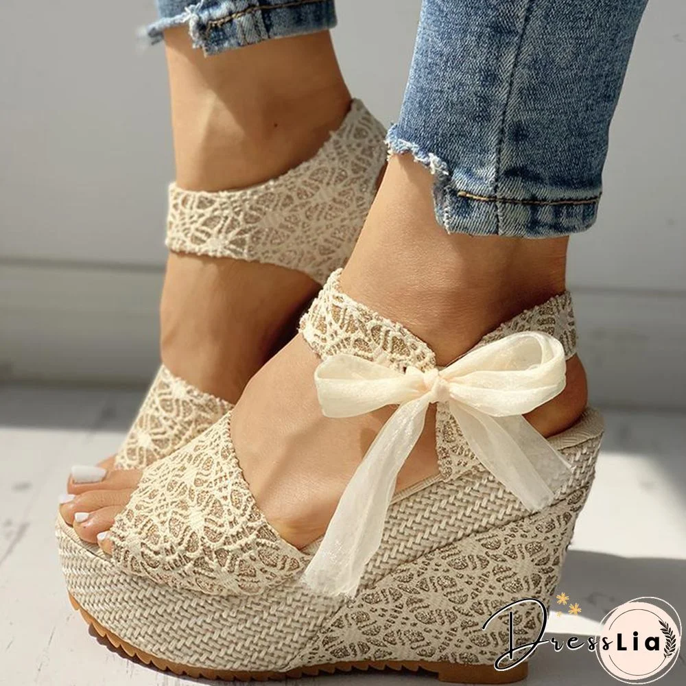 INS Hot Lace Leisure Women Wedges Heeled Women Shoes Summer Sandals Party Platform High Heels Shoes Woman