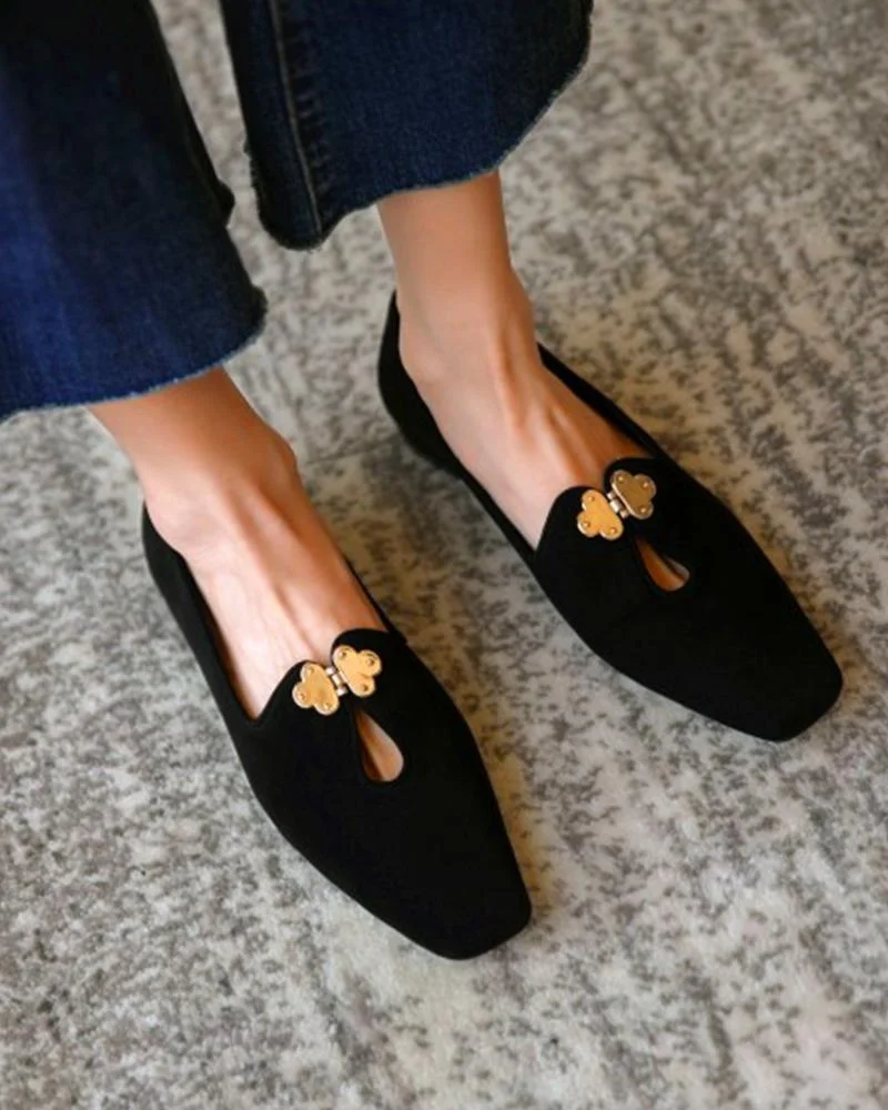 Suede Square Toes Loafers Slip-on