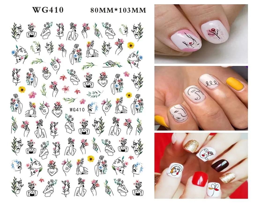 1pcs Leaf With Lines Nails Sticker Designer Fruit Nail Art 3D Decals Acrylic Designs Self Adhesive Manicure Slider Accesorioss-Nail Inspo