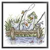 Fishing - 14CT Stamped Cross Stitch 17*17cm/6.69*6.69in(Brand)
