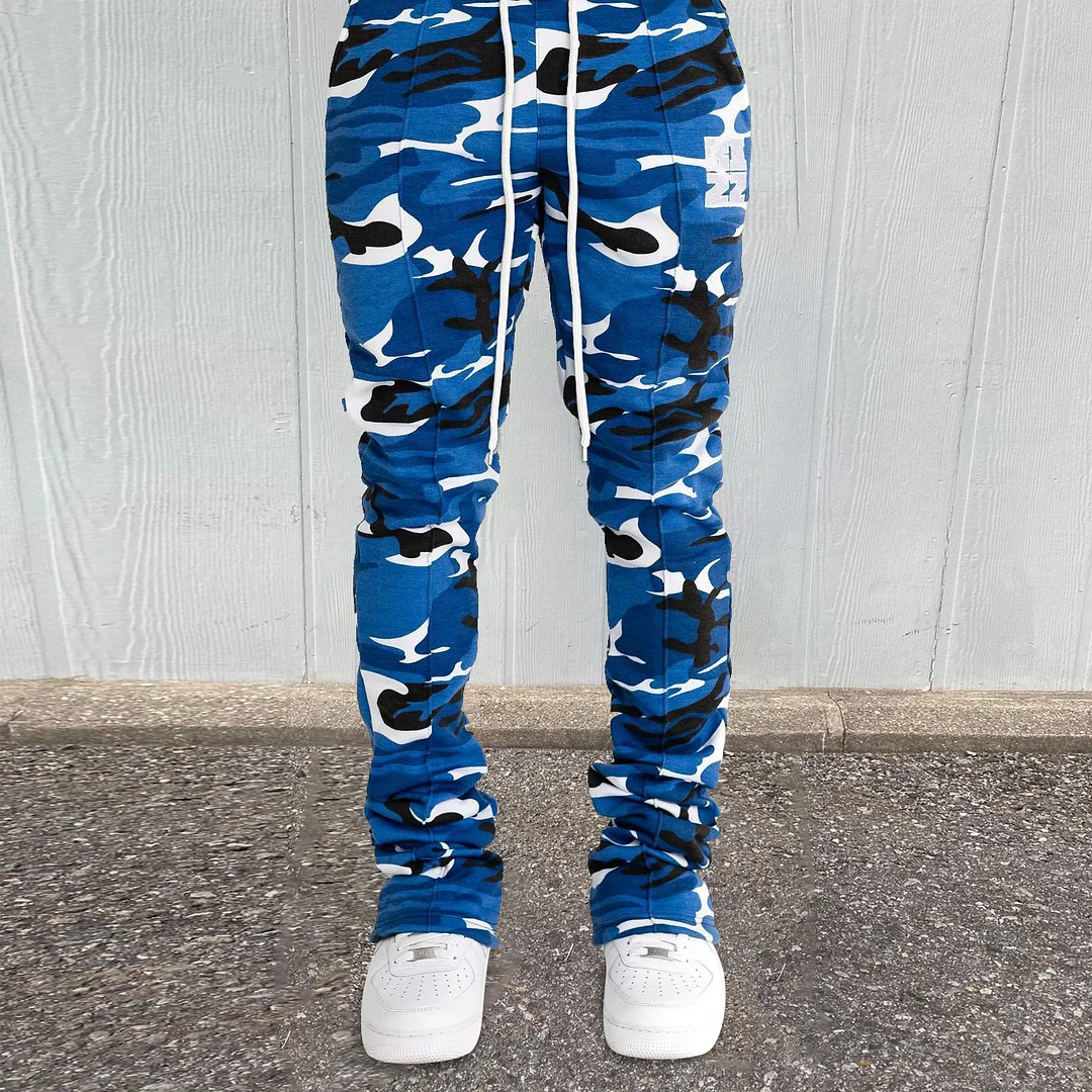 camouflage print trendy street slim trousers