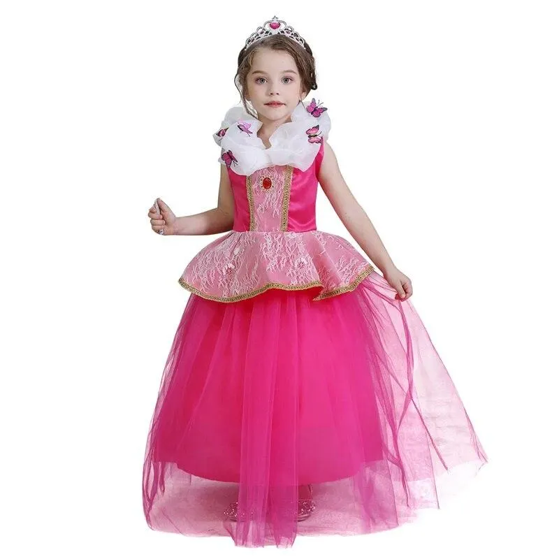 Dark Pink Butterfly Beauty Costume For Girls Princess Party Dress Fancy Girls Dress Kids Children's Clothing