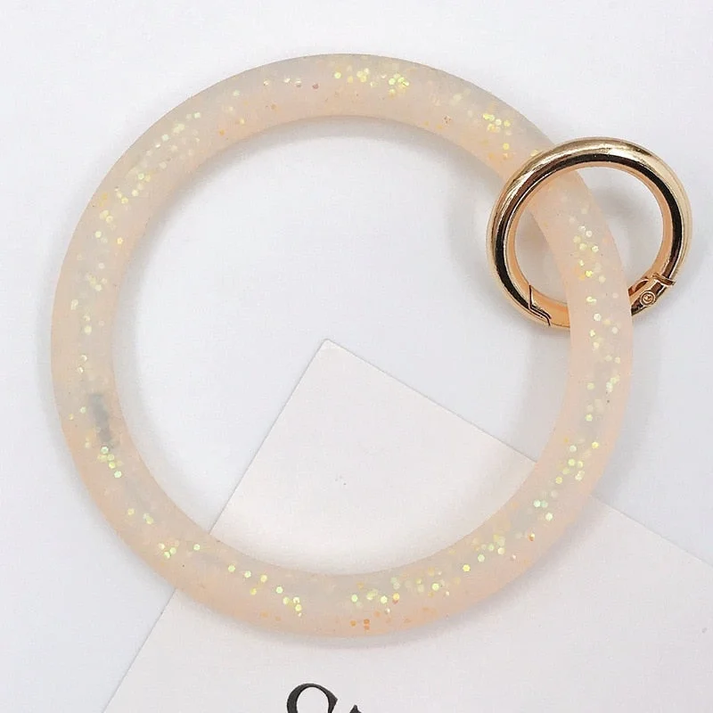 Dvacaman Hot Sale Big O Shaped Silicone Loop Wrist Key Ring Keychain with Gold O Clasp Round Key Wrist Strap Accessory Wholesale