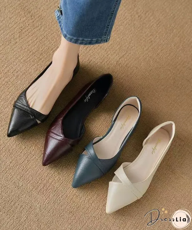 Mulberry Cowhide Leather Comfy Splicing Flat Feet Shoes