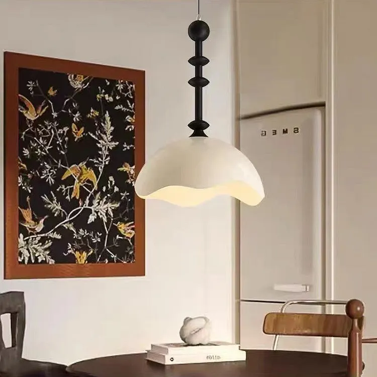 Contemporary Nordic Wave Eggshell Aluminum Iron Acrylic LED Pendant Light For Living Room