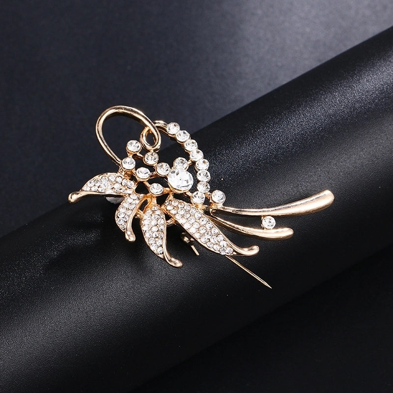 Elegant Pin Leaf Flower Butterfly Alloy Plating Inlay Rhinestones Pearl Women’S Brooches