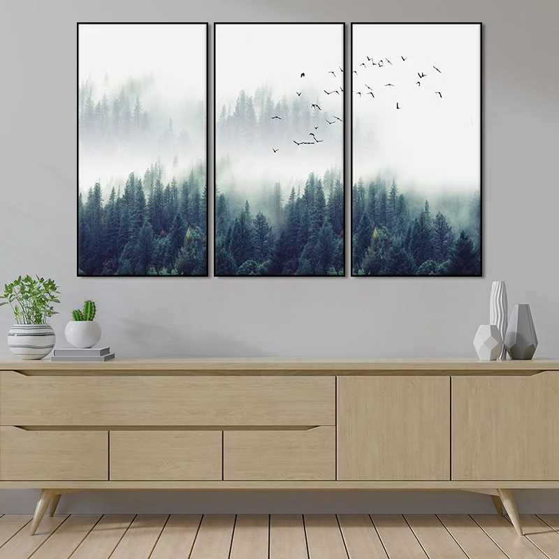 Nordic Forest Lanscape Wall Art Canvas Poster  - vzzhome