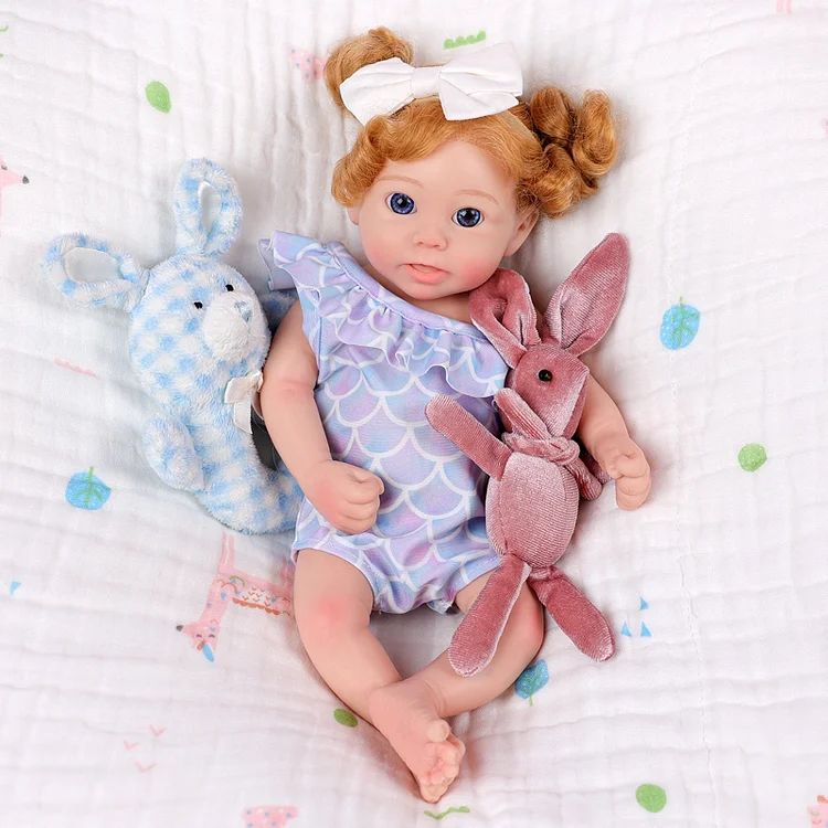 Babeside Stella 12" Full Silicone Reborn Baby Doll Realistic Baby Doll Blue Eyes Girl