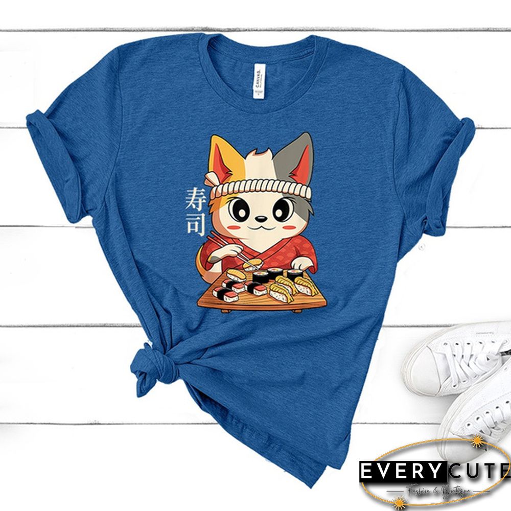 Fashion New Sushi T-Shirt Men And Women Cartoon T-Shirt Harajuku Streetwear T-Shirt Casual Tops Tees