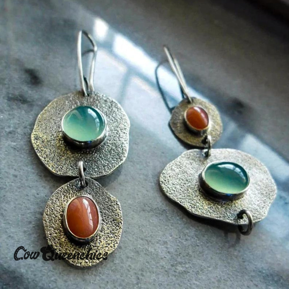 Silver Boho Earrings With Zirconia Rhinestones