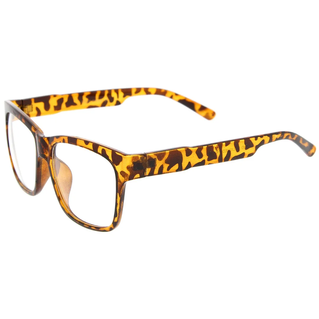 Casual Bold Square Clear Lens Horn Rimmed Eyeglasses 53mm