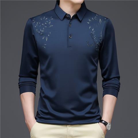 Gandisa Polo Long Sleeve Men's Turn-down Collar T-shirt Spring Summer Top Style Pullover V-Neck Tees Clothes Button Loose Print