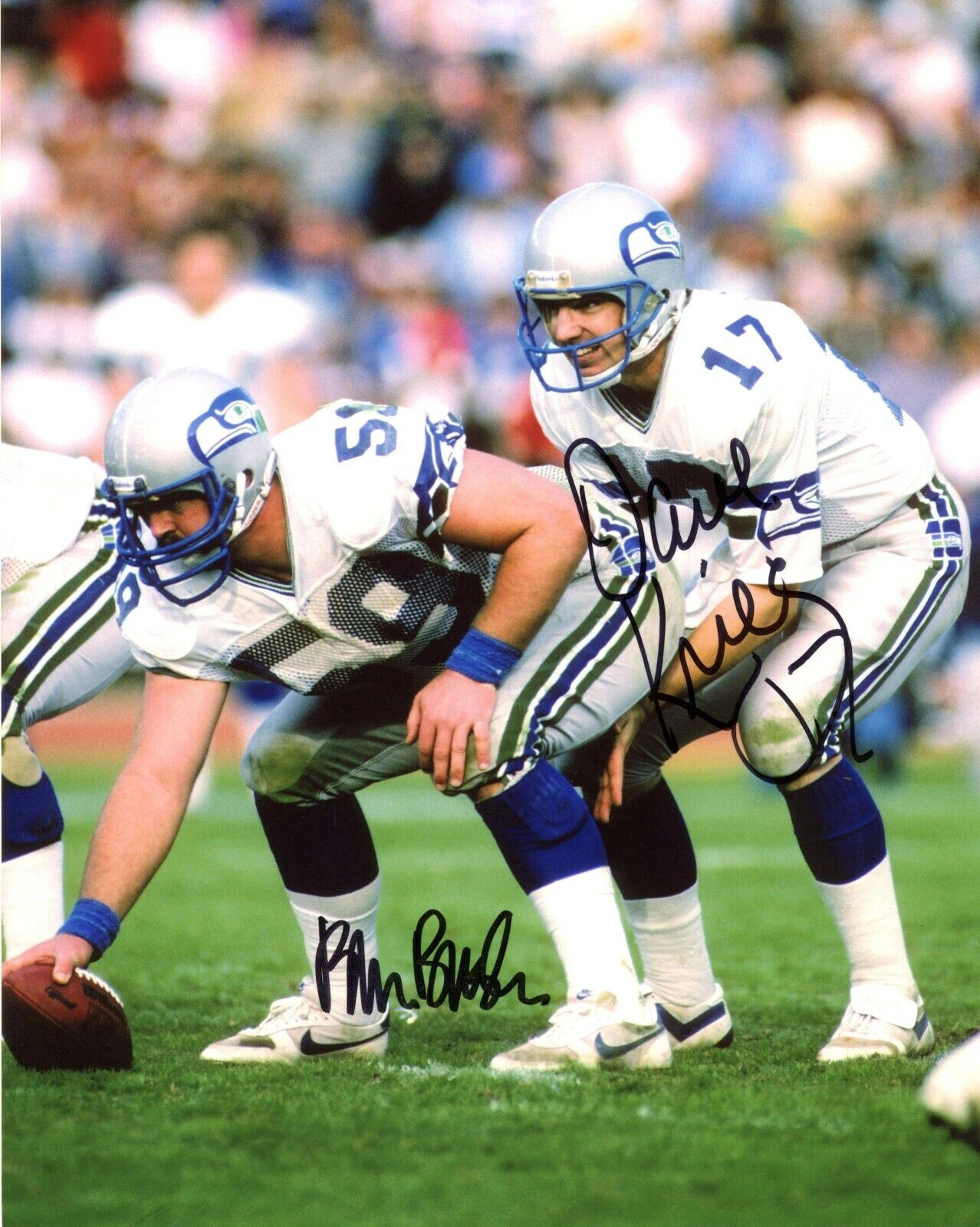 Dave Krieg & Blair Bush Seattle Seahawks Autographed Signed 8x10 Photo Poster painting CFS Black