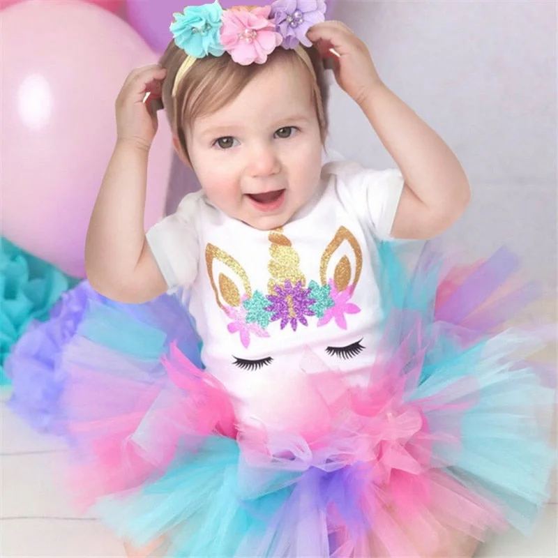 New Cotton Baby Girl First 1st Birthday Party Tutu Dresses for Vestidos Infantil Princess Clothes 1 Year Girls Children's Wear