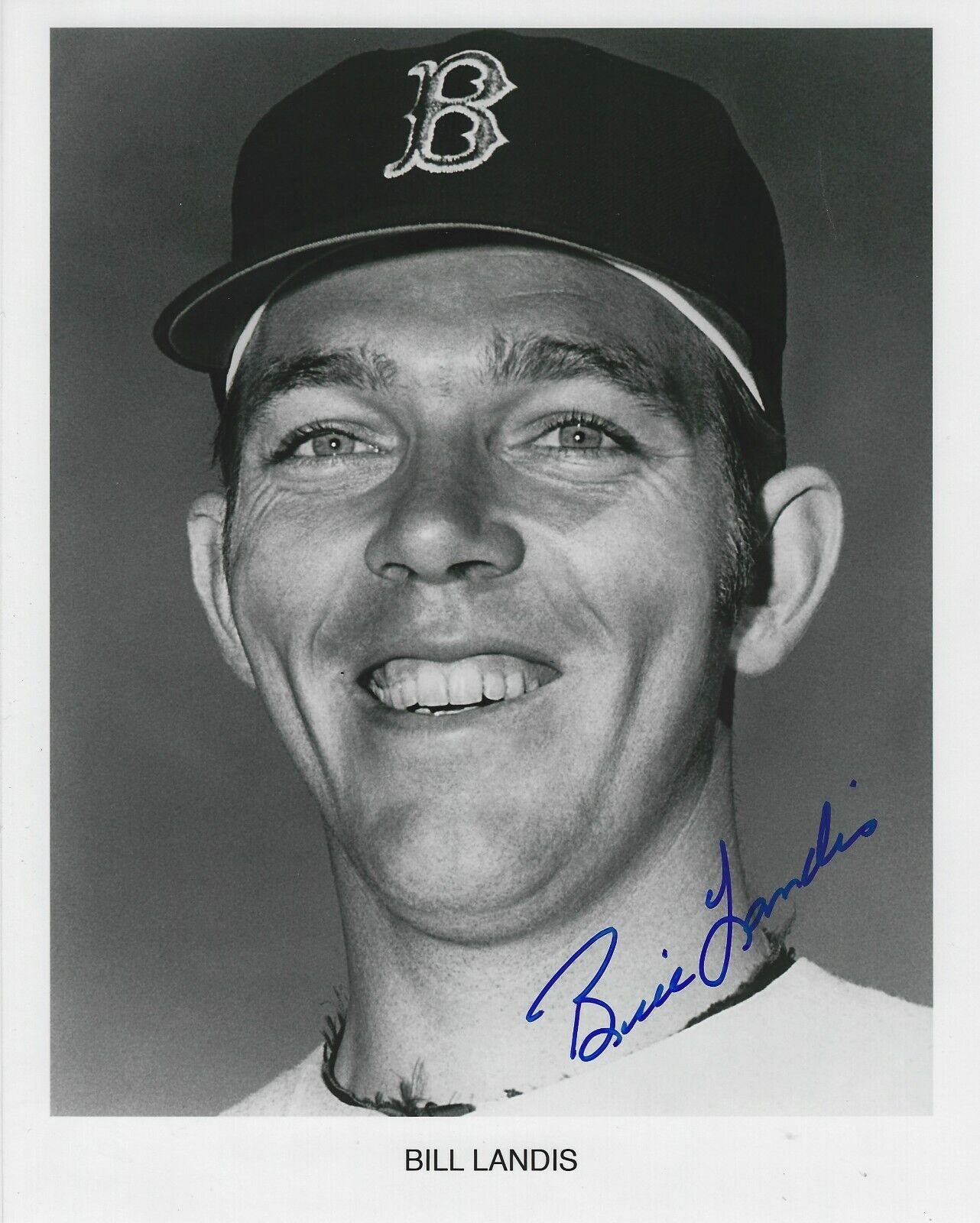 Signed 8x10 BILL LANDIS Boston Red Sox Autographed Photo Poster painting - w/COA