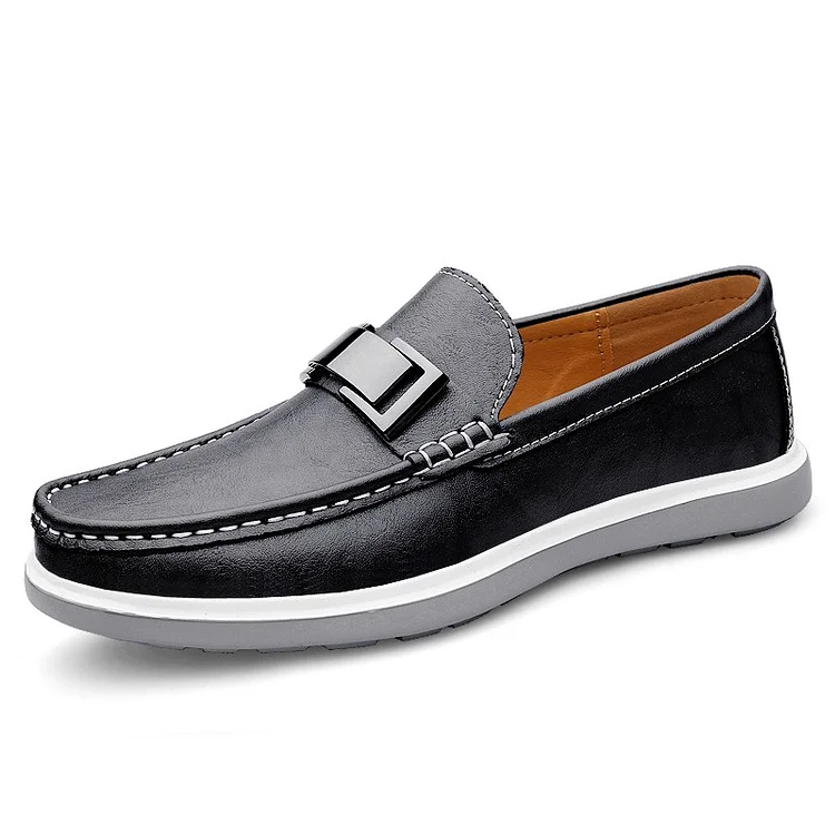 Gregorysupply Fashion Mens Casual Leather Shoes Slip on Soft Loafers Non Slip Breathable Driving Flats Walking Office Business Shoes Mocassin