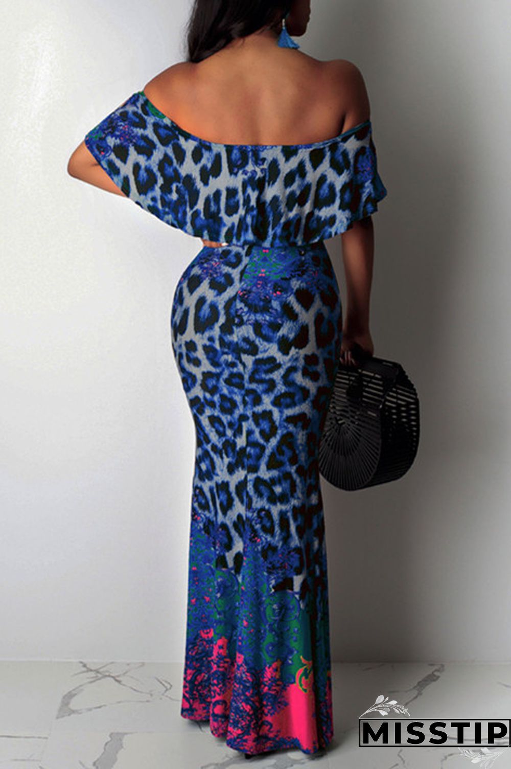 Pink Sexy Printing Off Shoulder Dress