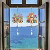 2Pcs Diamond Painting Acrylic Double Sided Cat Wind Chime Suncatcher with Crystal Hanging Pendant