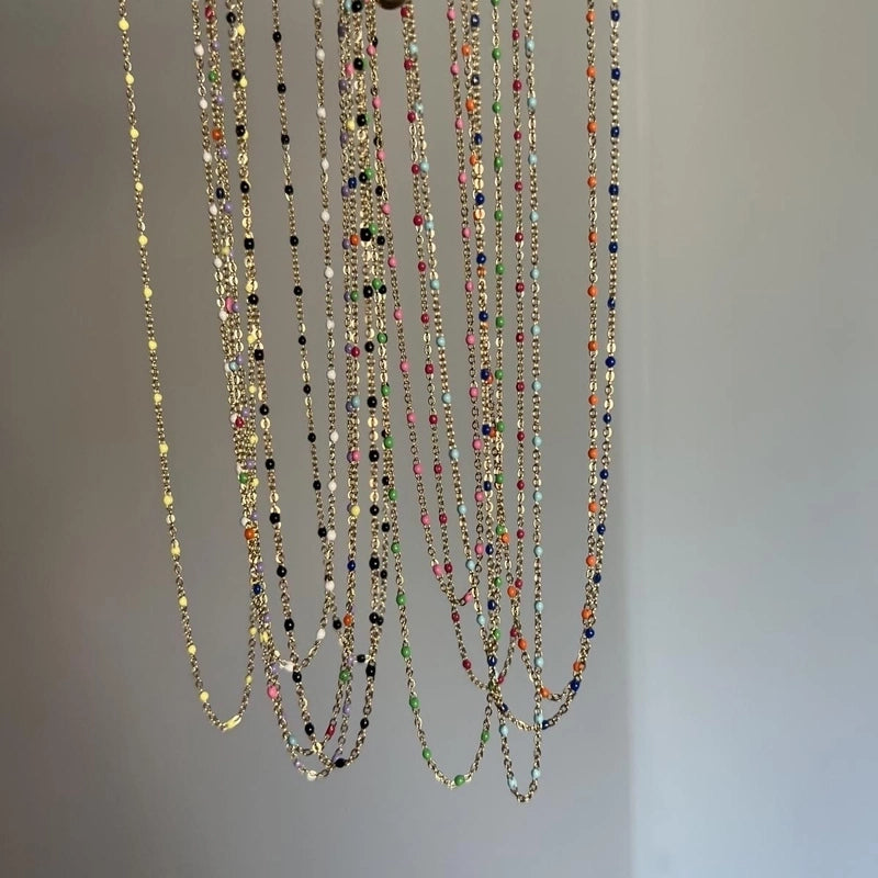 Casual Modern Style Color Block 304 Stainless Steel 16K Gold Plated White Gold Plated Gold Plated Enamel Plating Necklace