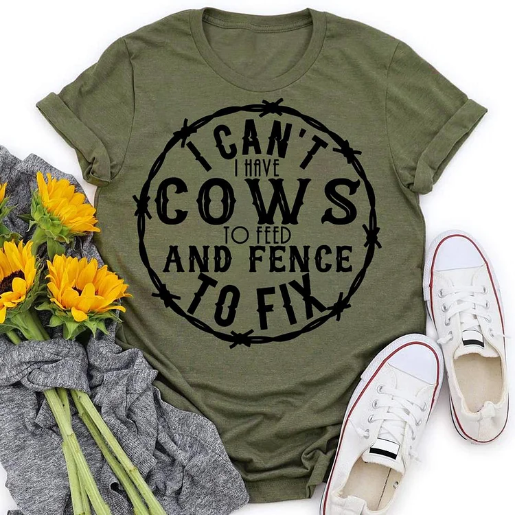 I can't Ihave cow to feed Village LifeT-shirt Tee -05767-Annaletters
