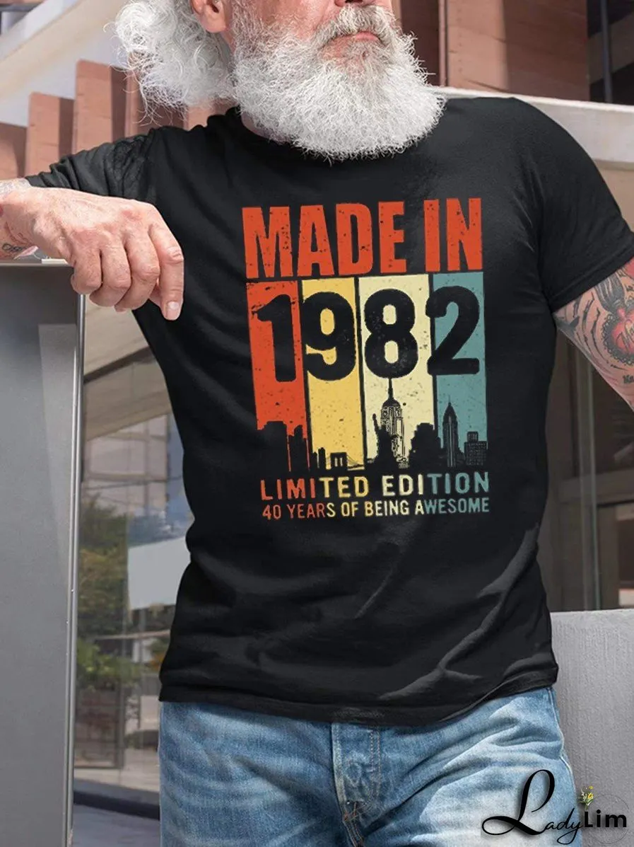 Men Made In 1982 Limited Edition 40years Of Being Awesome Classic T-shirt