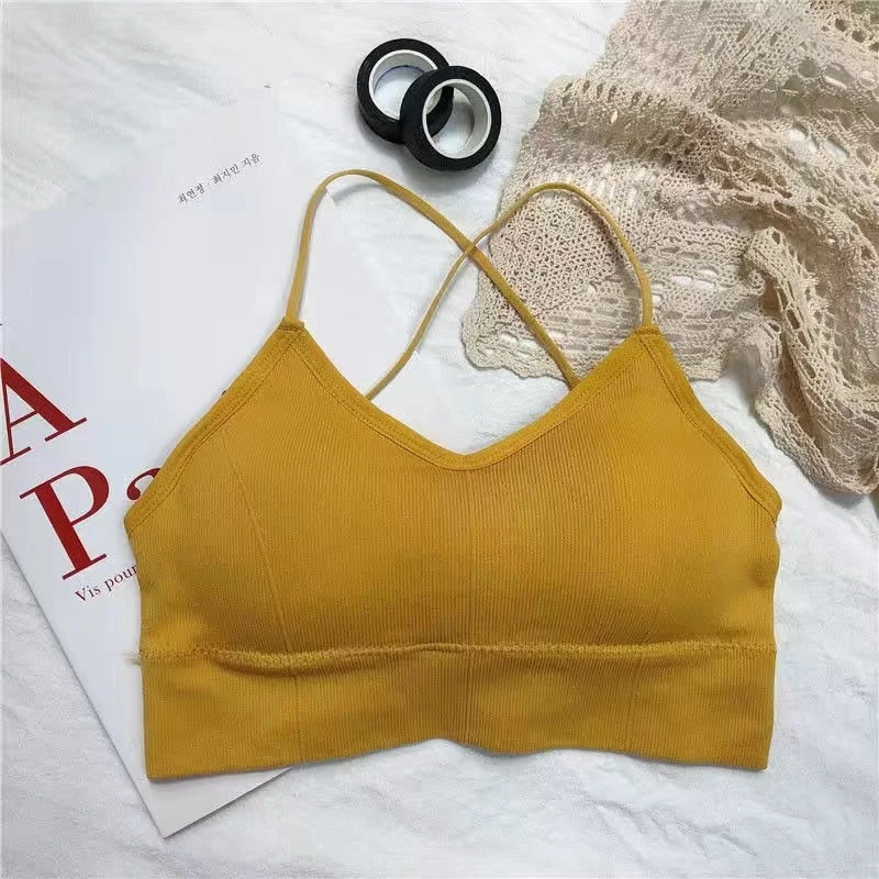 Sexy Tank Top Corset Beauty Back Vest Crop Tee Padded Cross Straps Camisole Feminino топ Cami Soutien Gorge нижнее белье женское