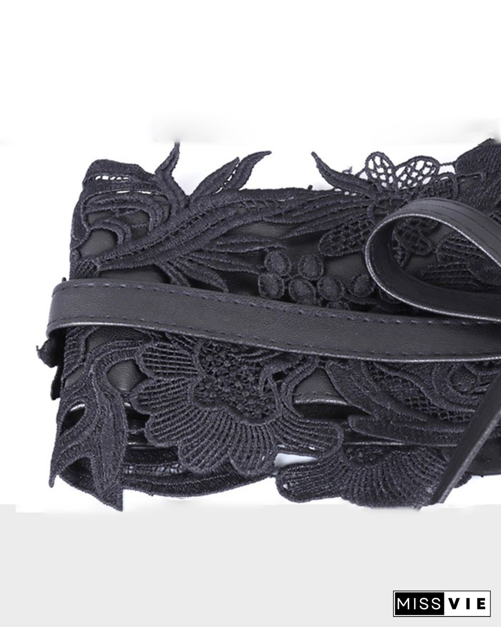 Guipure Lace Knotted Waist Belt Wide Wrap Around Waistband Belts