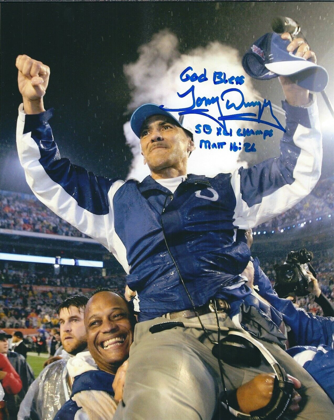 Autographed TONY DUNGY Indianapolis Colts 8x10 Photo Poster painting w/COA