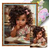 >SALE<Full Embroidery Eco-cotton Thread 11CT Print Curly Hair Girl Cross Stitch40x50cm