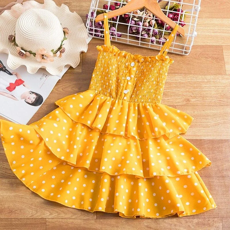 Summer Fancy Pretty Girl Dress Birthday Party Princess Dress Lace Ball Gown Elegant Colourful Dress Casual Dress Funny Size 3-8T