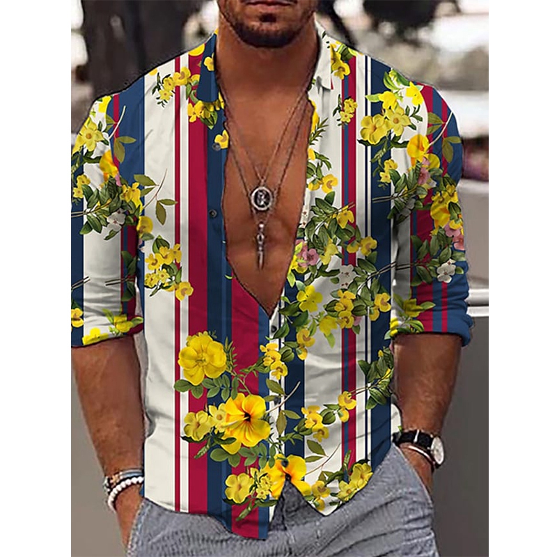 men's shirt other prints floral turndown casual daily print short sleeve tops casual fashion comfortable sports