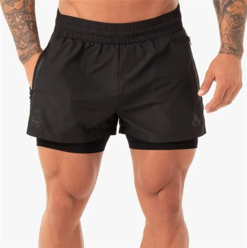 Men Training Outdoor Running Sports Double Shorts