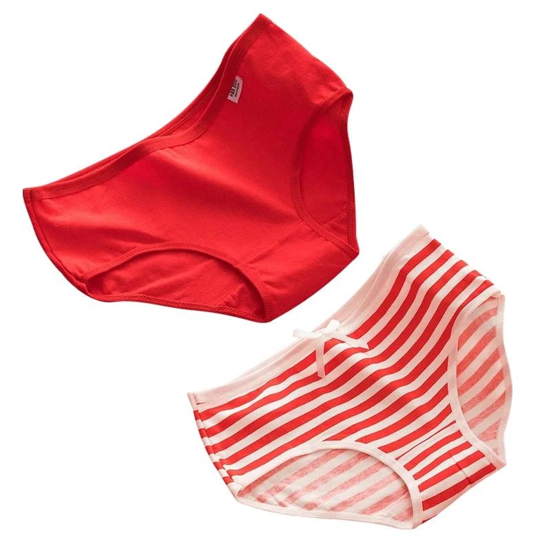 Red Women's Underwear Panties Lace Seamless Underpants Girls Cotton Soft Comfort Briefs Mid Waist Lingerie Panties For Female