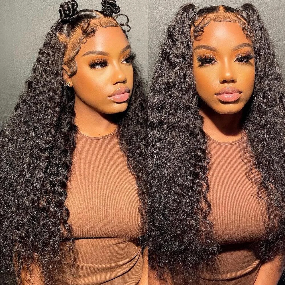 200% Density Deep Wave HD Lace Wigs Pre Plucked Undetectable Lace Frontal Wigs Human Hair Wig