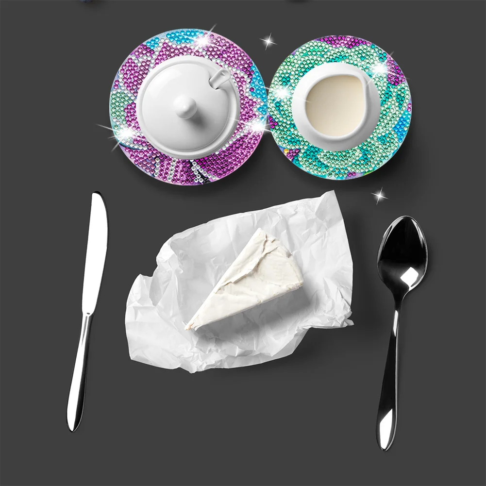 6pcs Flower Anti Slip Coasters with Holder DIY for Tabletop Protection