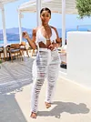 Ripped Fringed Casual Trousers Set