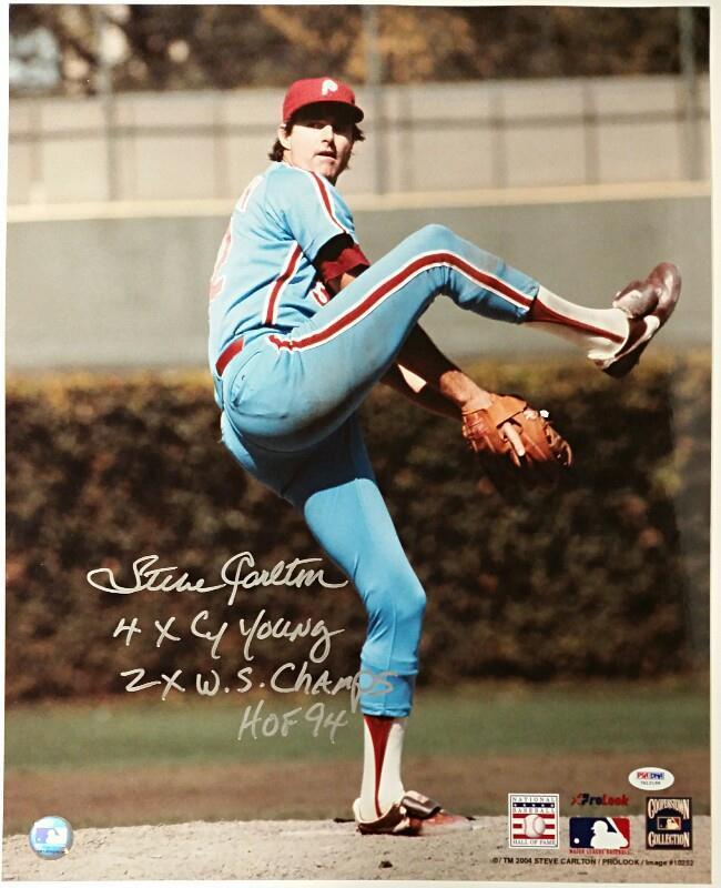 STEVE CARLTON Signed 16x20#2 Photo Poster painting 3 INSCRIPTIONS HOF'er Phillies ~ PSA/DNA COA