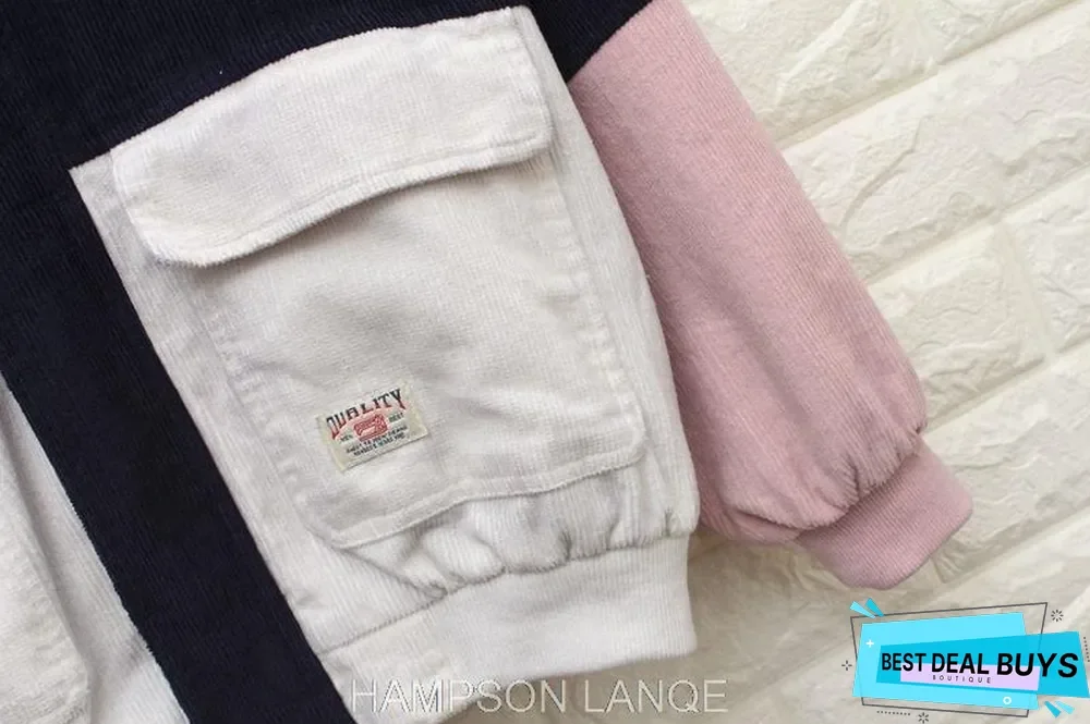 Women matching jacket coat hooded corduroy baseball clothing casual jacket